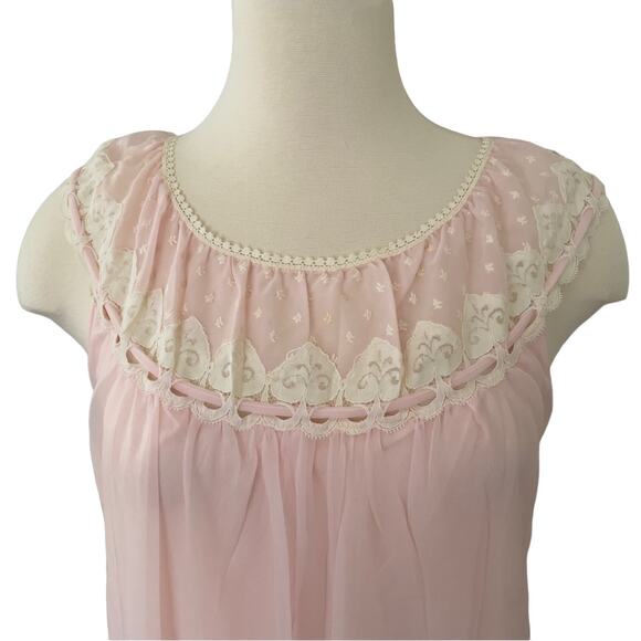 Vintage French Maid Lingerie Company Maxi Nightgown Pink Small - Picture 4 of 11